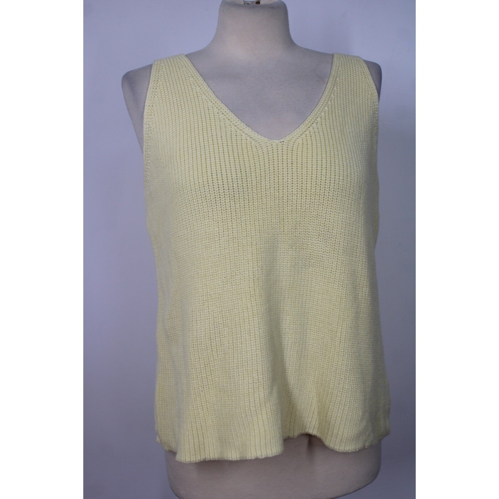 NWT Gilli M Yellow Rib Knit Cotton Blend V-Neck Tank Top Sweater